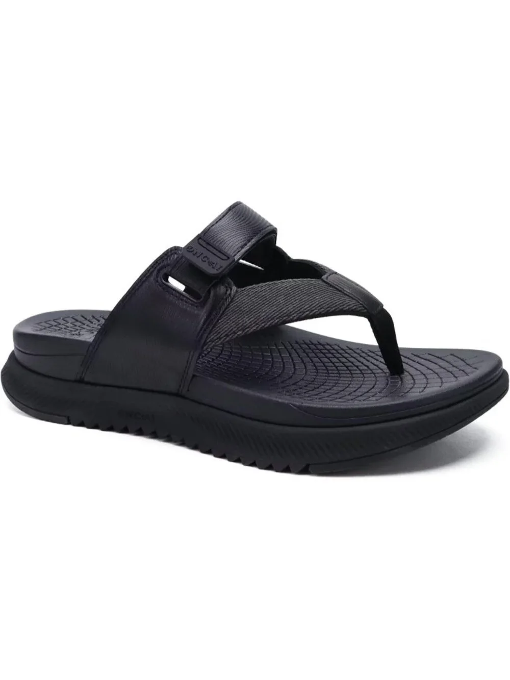 Men's All Black Orthopaedic Flip Flops Walking Sandals with Arch Support Sport